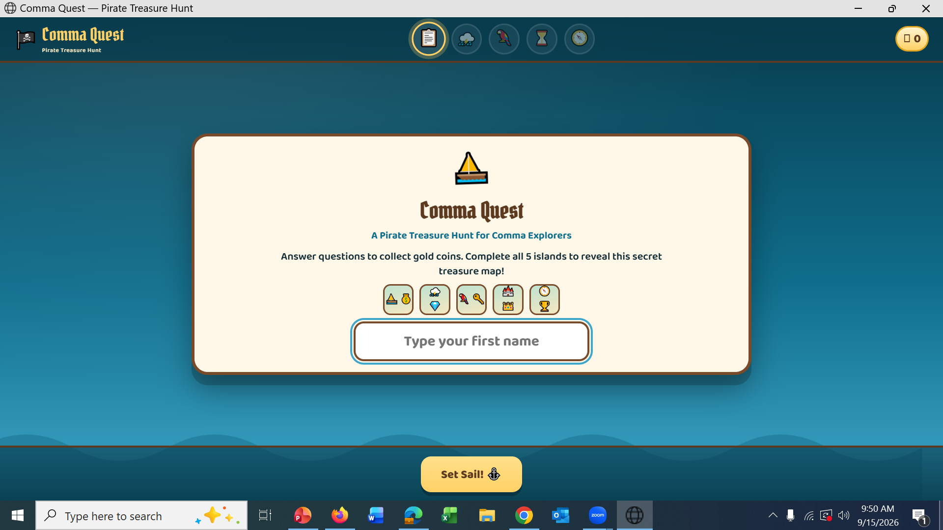 Comma Pirate Map Game